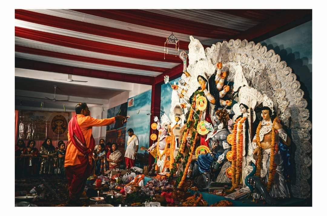 Utsav members celebrating Durga Puja together